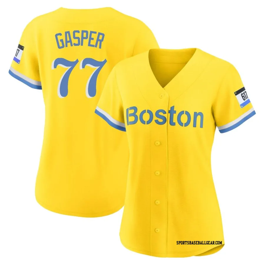 Mickey Gasper Women's Boston Red Sox Gold/Light Replica Blue 2021 City Connect Player Jersey