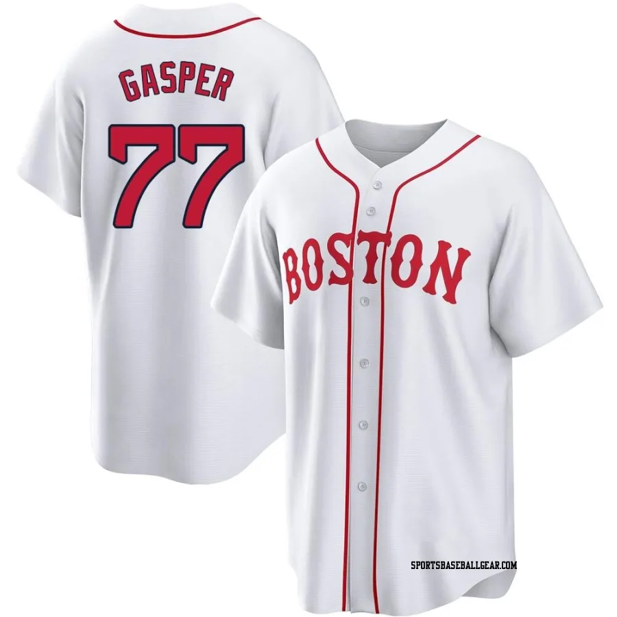 Mickey Gasper Youth Boston Red Sox White Replica 2021 Patriots' Day Jersey