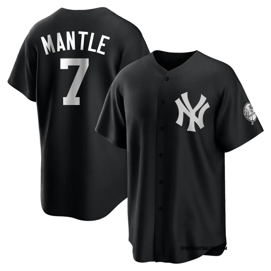 Mickey Mantle Youth New York Yankees Black/White Replica Jersey