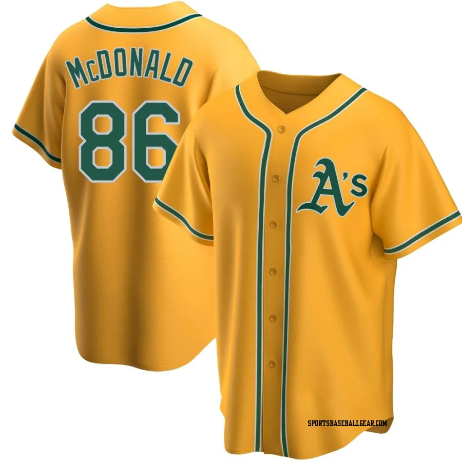 Mickey McDonald Youth Oakland Athletics Gold Replica Alternate Jersey