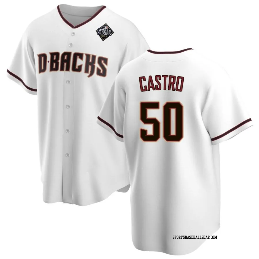 Miguel Castro Men's Arizona Diamondbacks White Replica Home 2023 World Series Jersey