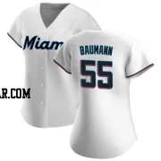 Mike Baumann Women's Miami Marlins White Authentic Home Jersey