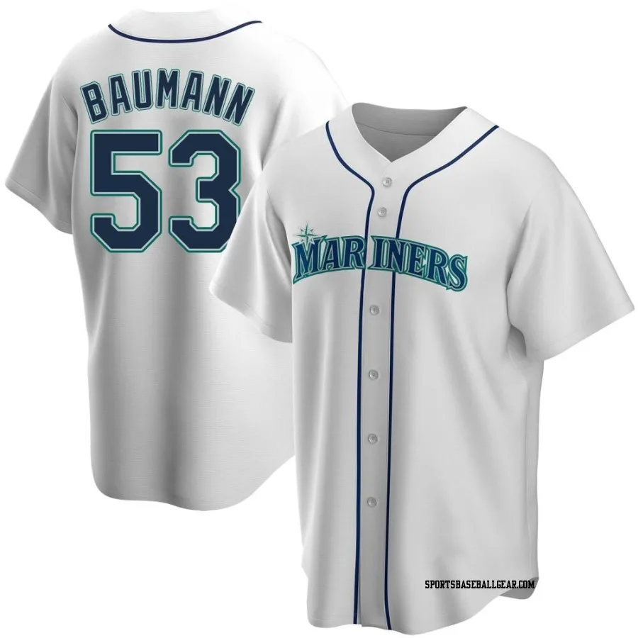 Mike Baumann Youth Seattle Mariners White Replica Home Jersey