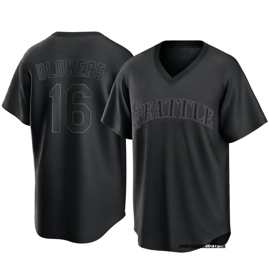 Mike Blowers Men's Seattle Mariners Black Replica Pitch Fashion Jersey