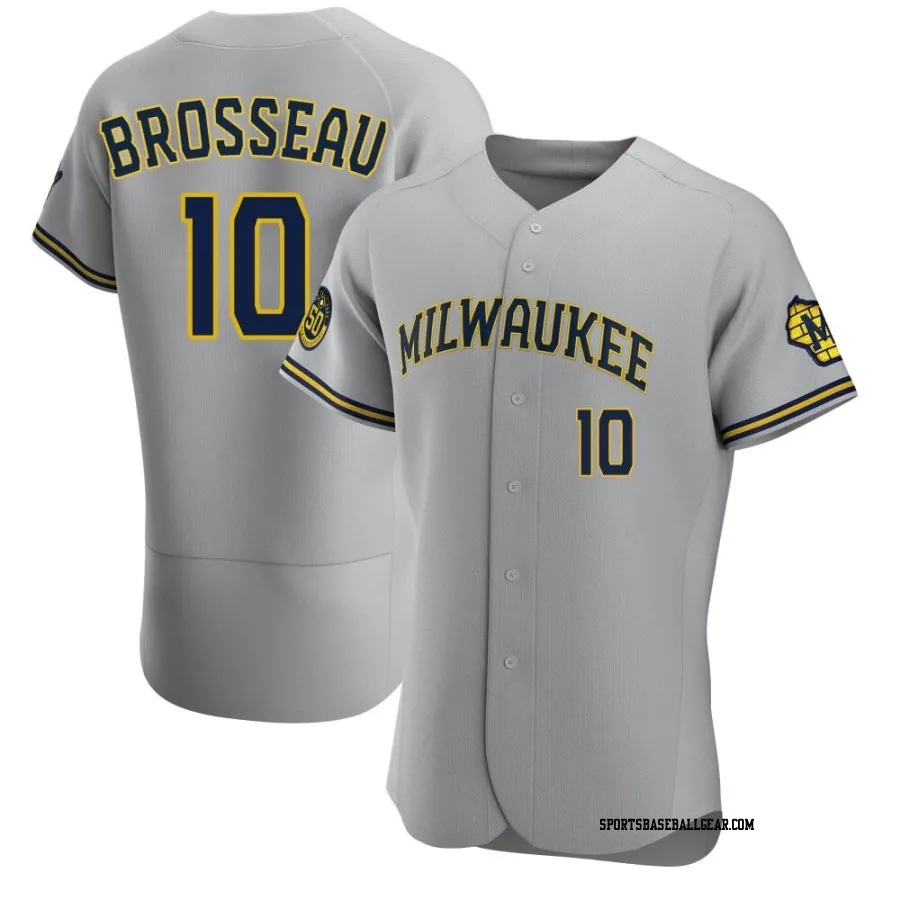 Mike Brosseau Men's Milwaukee Brewers Gray Authentic Road Jersey