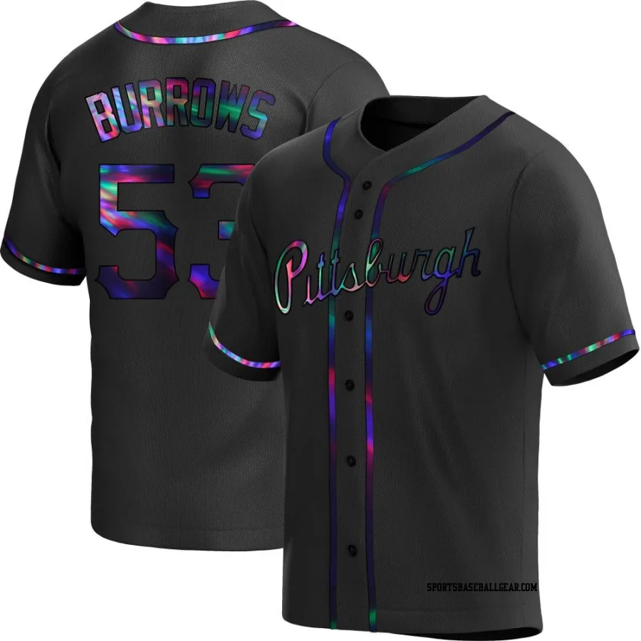 Mike Burrows Men's Pittsburgh Pirates Black Holographic Replica Alternate Jersey