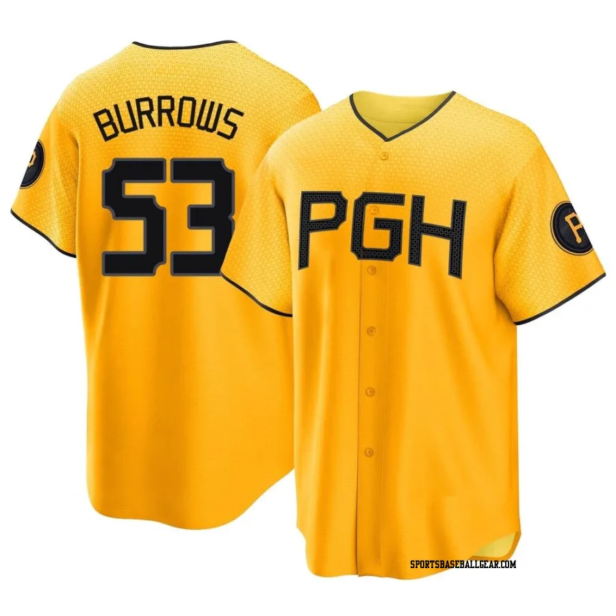 Mike Burrows Men's Pittsburgh Pirates Gold Replica 2023 City Connect Jersey