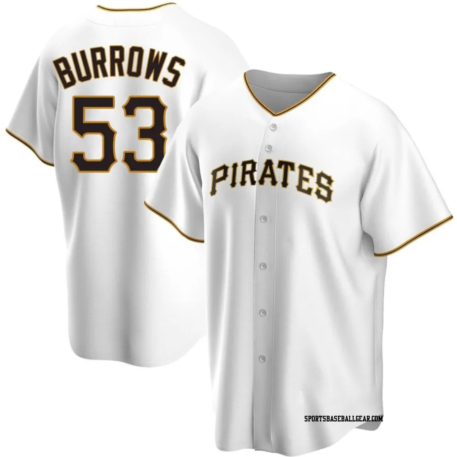 Mike Burrows Men's Pittsburgh Pirates White Replica Home Jersey