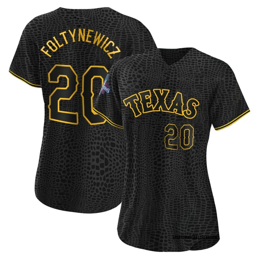 Mike Foltynewicz Women's Texas Rangers Black Replica Snake Skin City 2023 World Series Champions Jersey