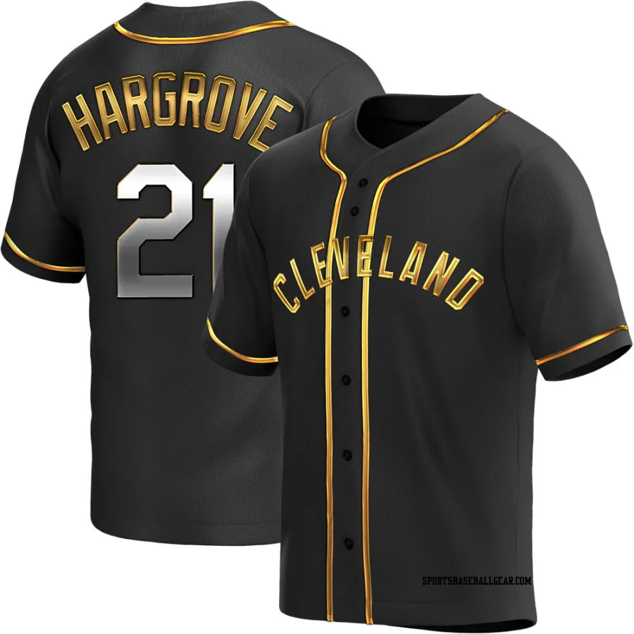 Mike Hargrove Youth Cleveland Guardians Black Golden Replica Alternate Jersey