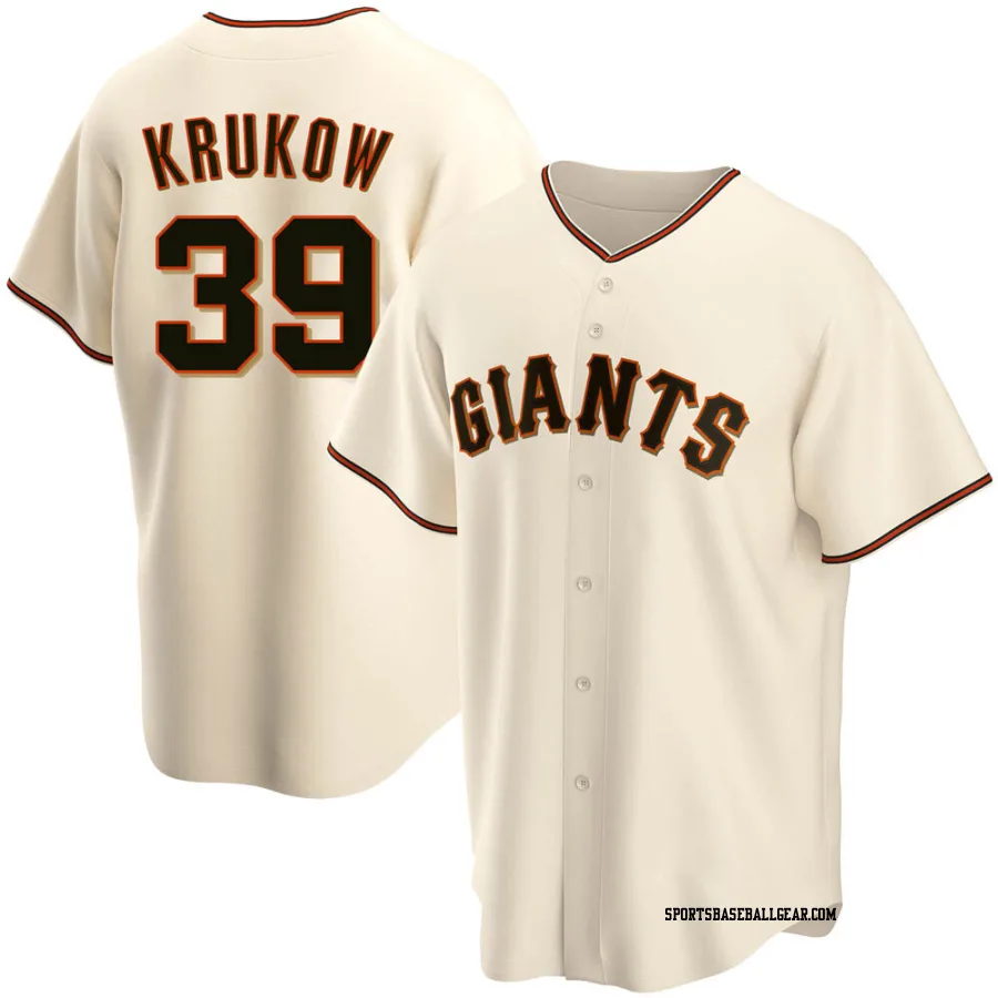 Mike Krukow Men's San Francisco Giants Cream Replica Home Jersey