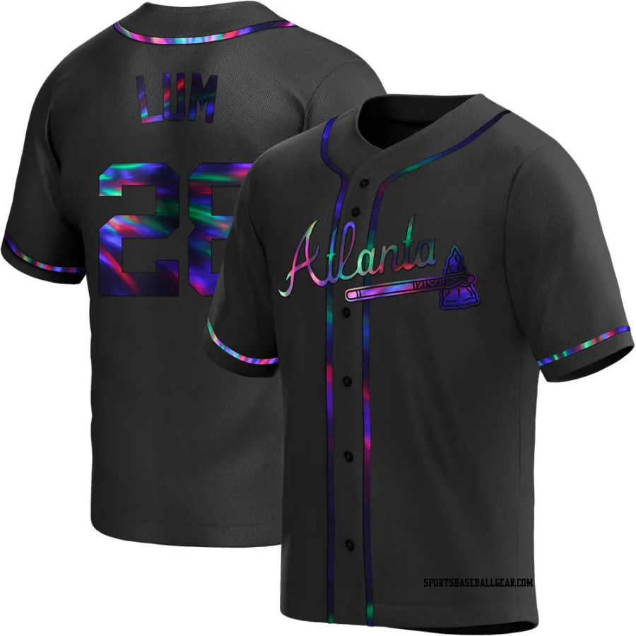 Mike Lum Men's Atlanta Braves Black Holographic Replica Alternate Jersey