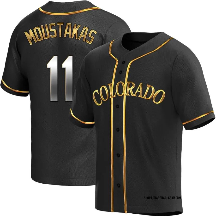 Mike Moustakas Men's Colorado Rockies Black Golden Replica Alternate Jersey