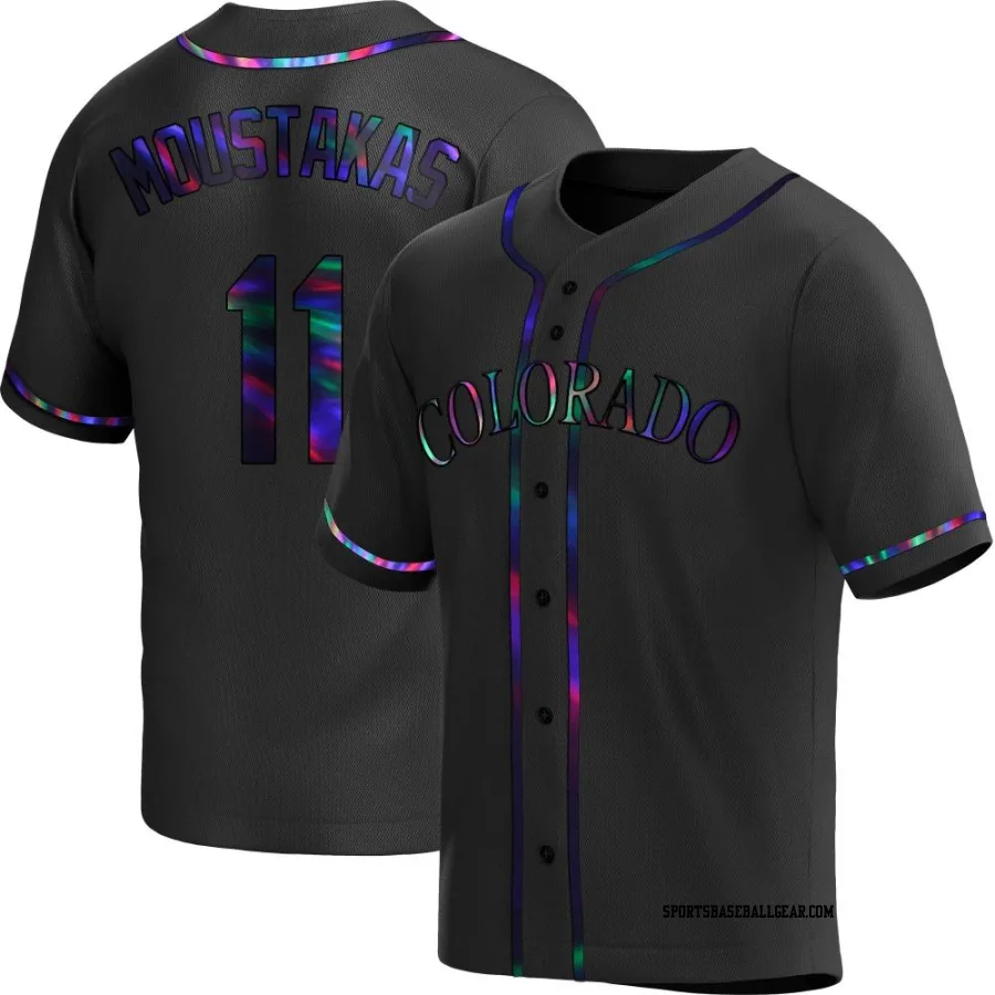 Mike Moustakas Men's Colorado Rockies Black Holographic Replica Alternate Jersey