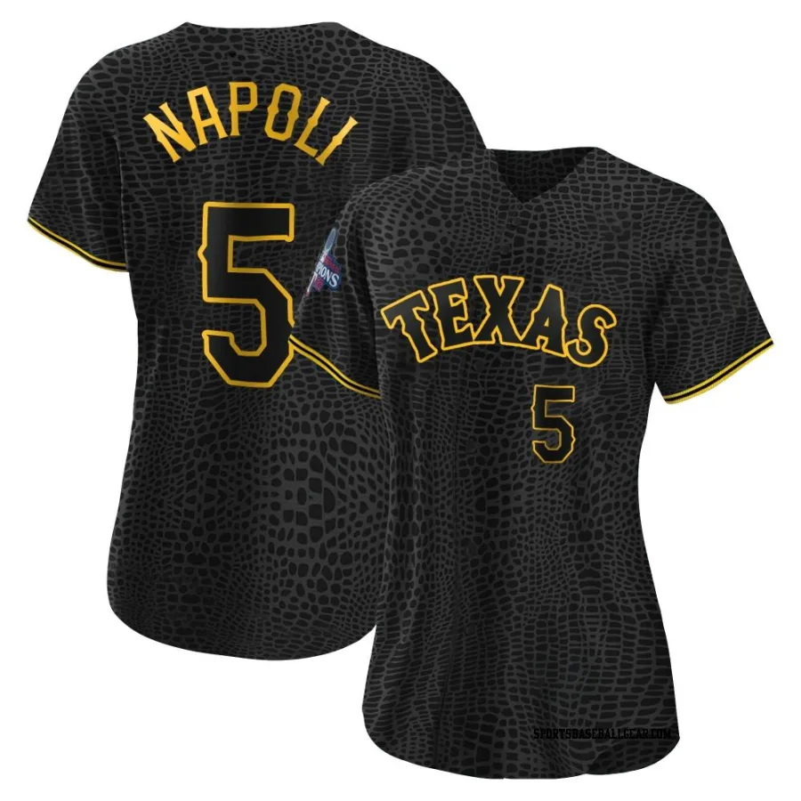 Mike Napoli Women's Texas Rangers Black Authentic Snake Skin City 2023 World Series Champions Jersey