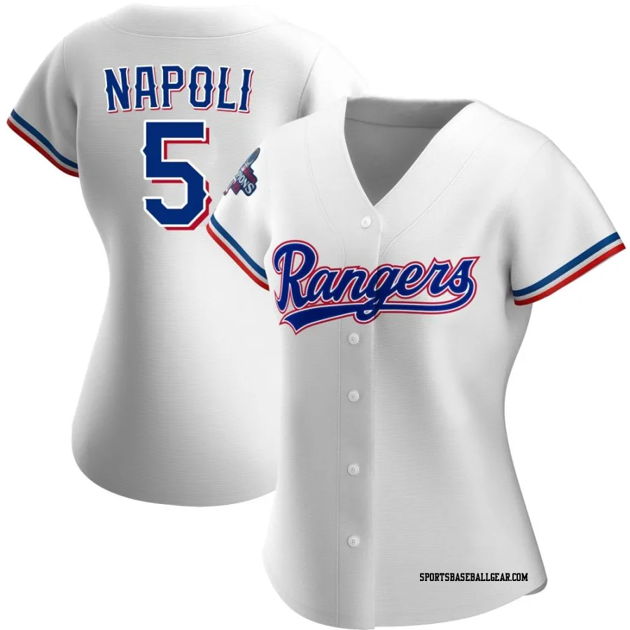 Mike Napoli Women's Texas Rangers White Authentic Home 2023 World Series Champions Jersey