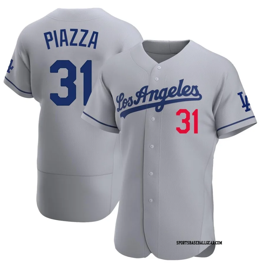 Mike Piazza Men's Los Angeles Dodgers Gray Authentic Away Jersey