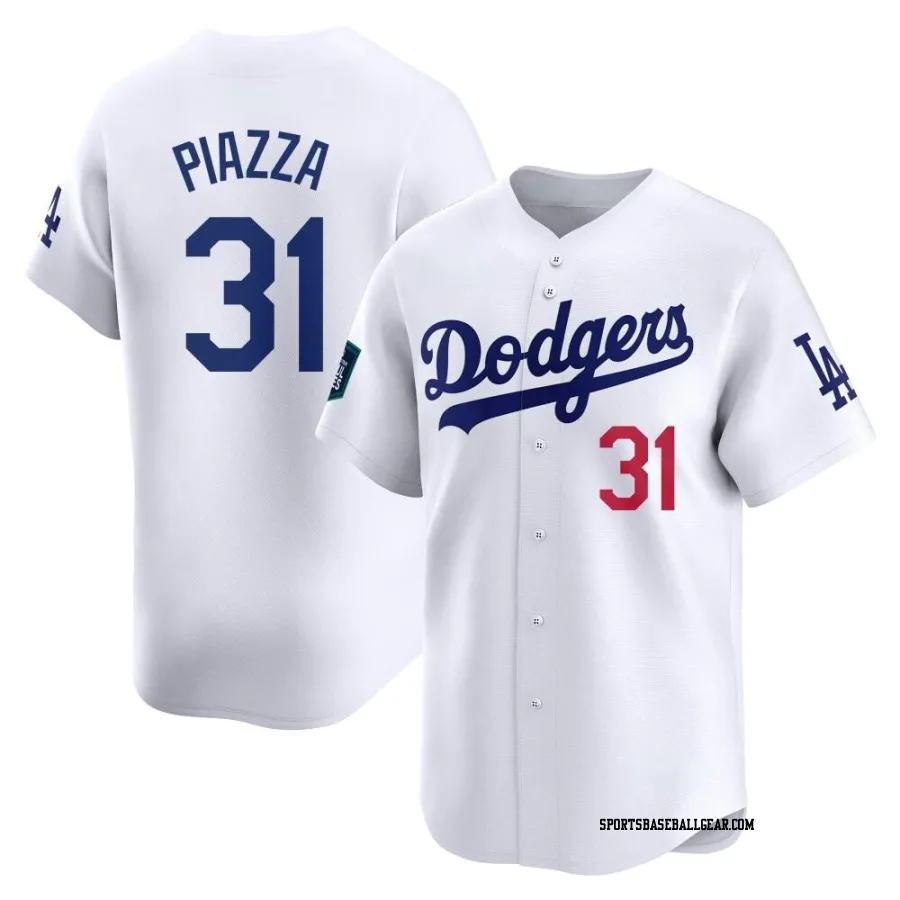 Mike Piazza Men's Los Angeles Dodgers White Limited 2024 World Tour Seoul Series Home Jersey