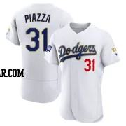 Mike Piazza Men's Los Angeles Dodgers White/Gold Authentic 2021 Gold Program Player Jersey