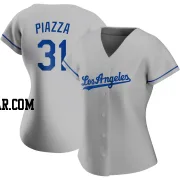 Mike Piazza Women's Los Angeles Dodgers Gray Authentic Road Jersey