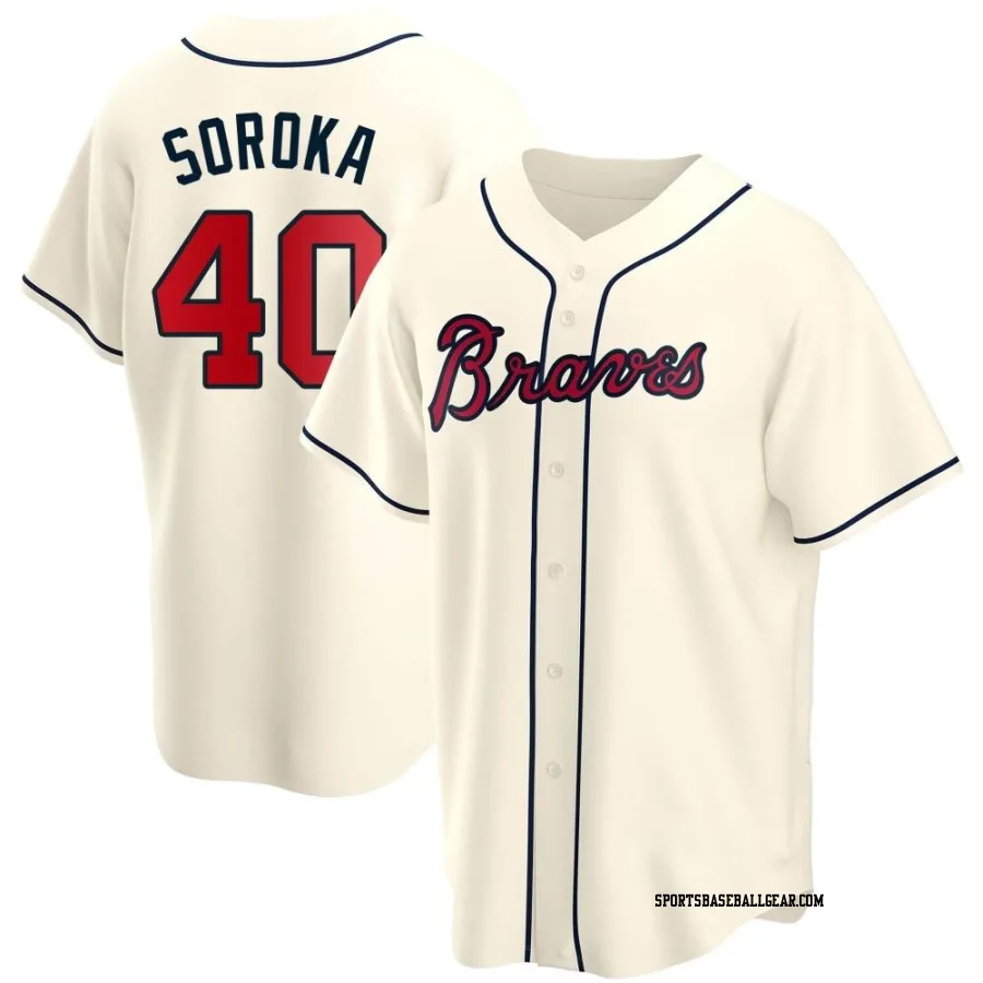 Mike Soroka Men's Atlanta Braves Cream Replica Alternate Jersey