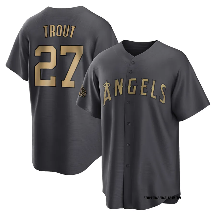 Mike Trout Men's Los Angeles Angels Charcoal Game Replica 2022 All-Star Jersey