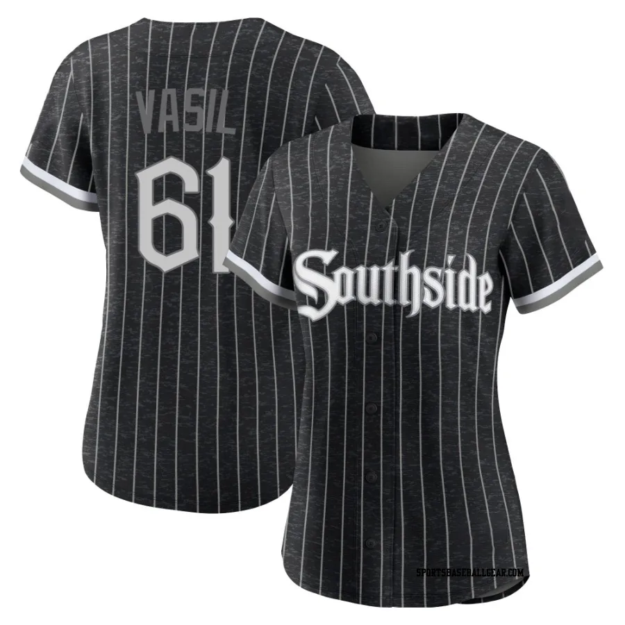 Mike Vasil Women's Chicago White Sox Black Replica 2021 City Connect Jersey