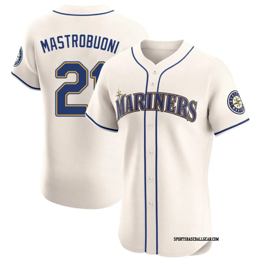 Miles Mastrobuoni Men's Seattle Mariners Cream Elite Alternate Jersey