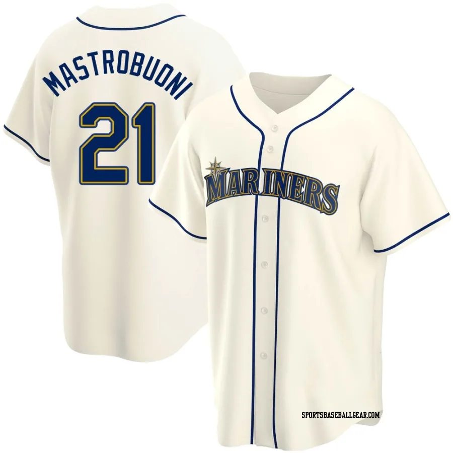 Miles Mastrobuoni Men's Seattle Mariners Cream Replica Alternate Jersey