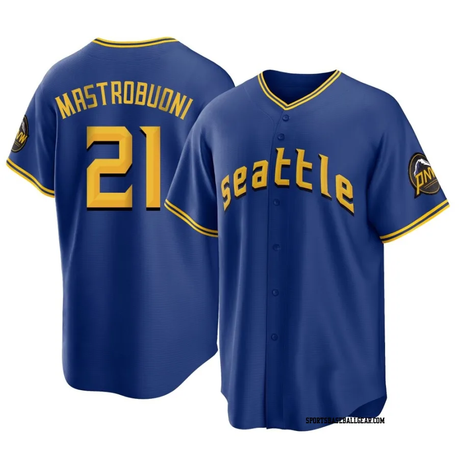 Miles Mastrobuoni Men's Seattle Mariners Royal Replica 2023 City Connect Jersey