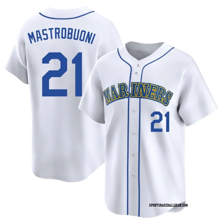 Miles Mastrobuoni Youth Seattle Mariners White Limited Throwback Cooperstown Collection Jersey