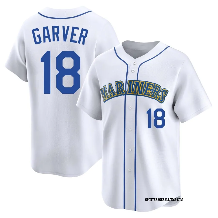 Mitch Garver Men's Seattle Mariners White Limited Throwback Cooperstown Collection Jersey