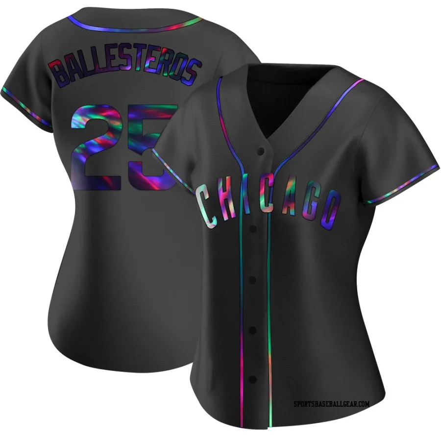 Moises Ballesteros Women's Chicago Cubs Black Holographic Replica Alternate Jersey