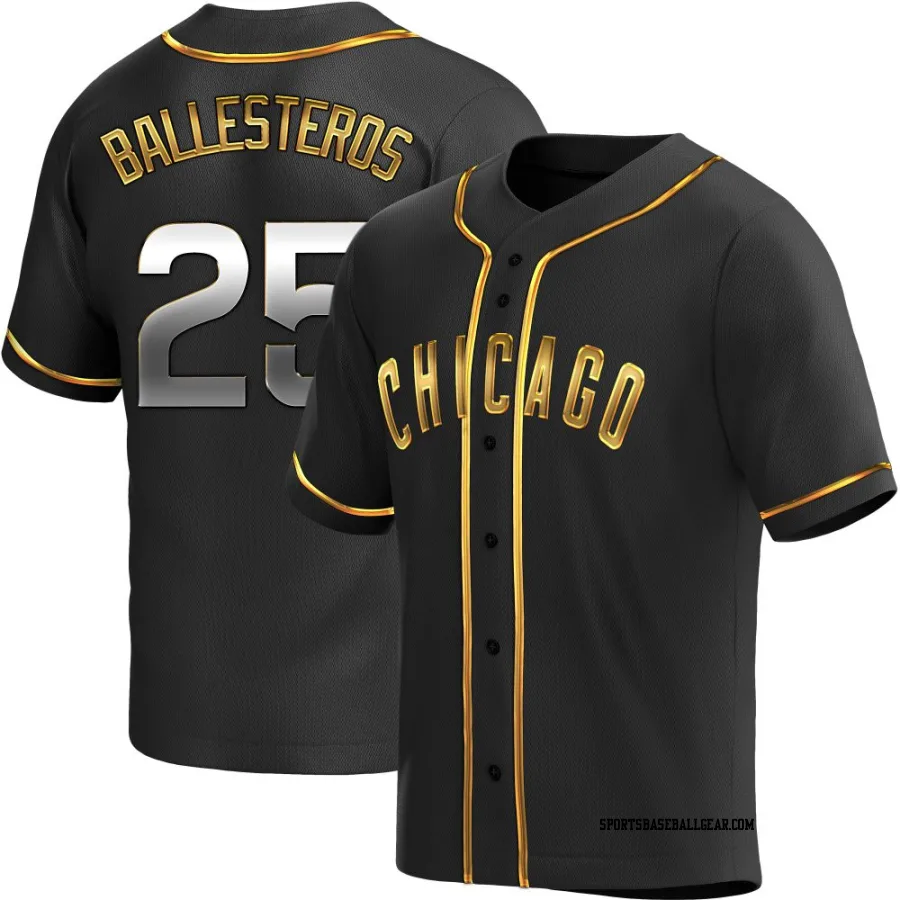 Moises Ballesteros Youth Chicago Cubs Black Golden Replica Alternate Jersey