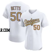 Mookie Betts Men's Los Angeles Dodgers Gold Elite White 2025 Collection Jersey