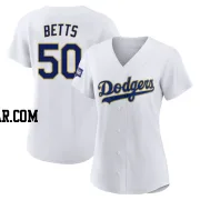 Mookie Betts Women's Los Angeles Dodgers White/Gold Authentic 2021 Gold Program Player Jersey