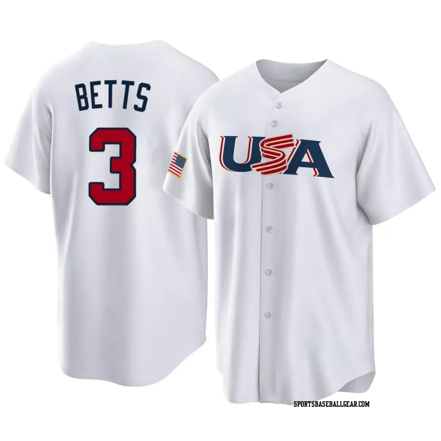 Mookie Betts Youth USA Baseball White Replica 2023 World Baseball Classic Jersey