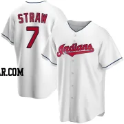 Myles Straw Men's Cleveland Guardians White Replica Home Jersey