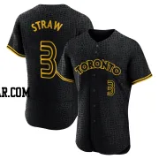 Myles Straw Men's Toronto Blue Jays Black Authentic Snake Skin City Jersey