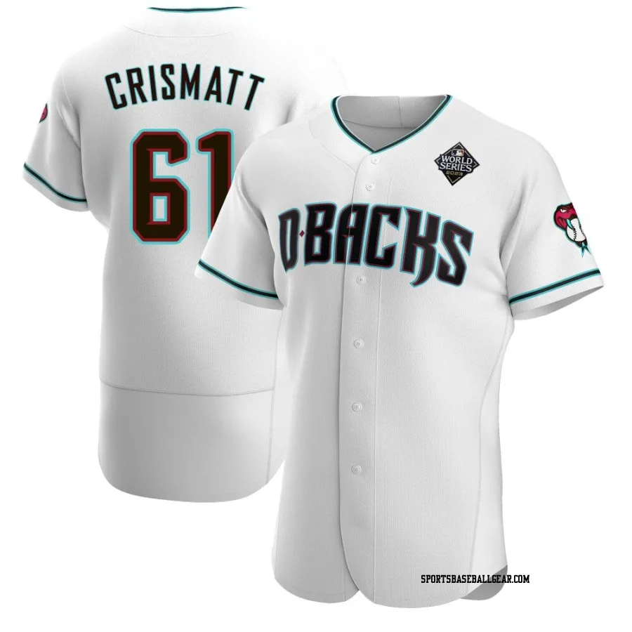 Nabil Crismatt Men's Arizona Diamondbacks White Authentic Teal Alternate 2023 World Series Jersey