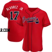 Nacho Alvarez Jr. Men's Atlanta Braves Red Authentic Alternate Jersey