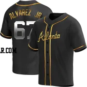 Nacho Alvarez Jr. Youth Atlanta Braves Black Golden Replica Alternate Jersey