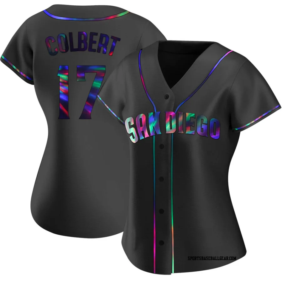 Nate Colbert Women's San Diego Padres Black Holographic Replica Alternate Jersey