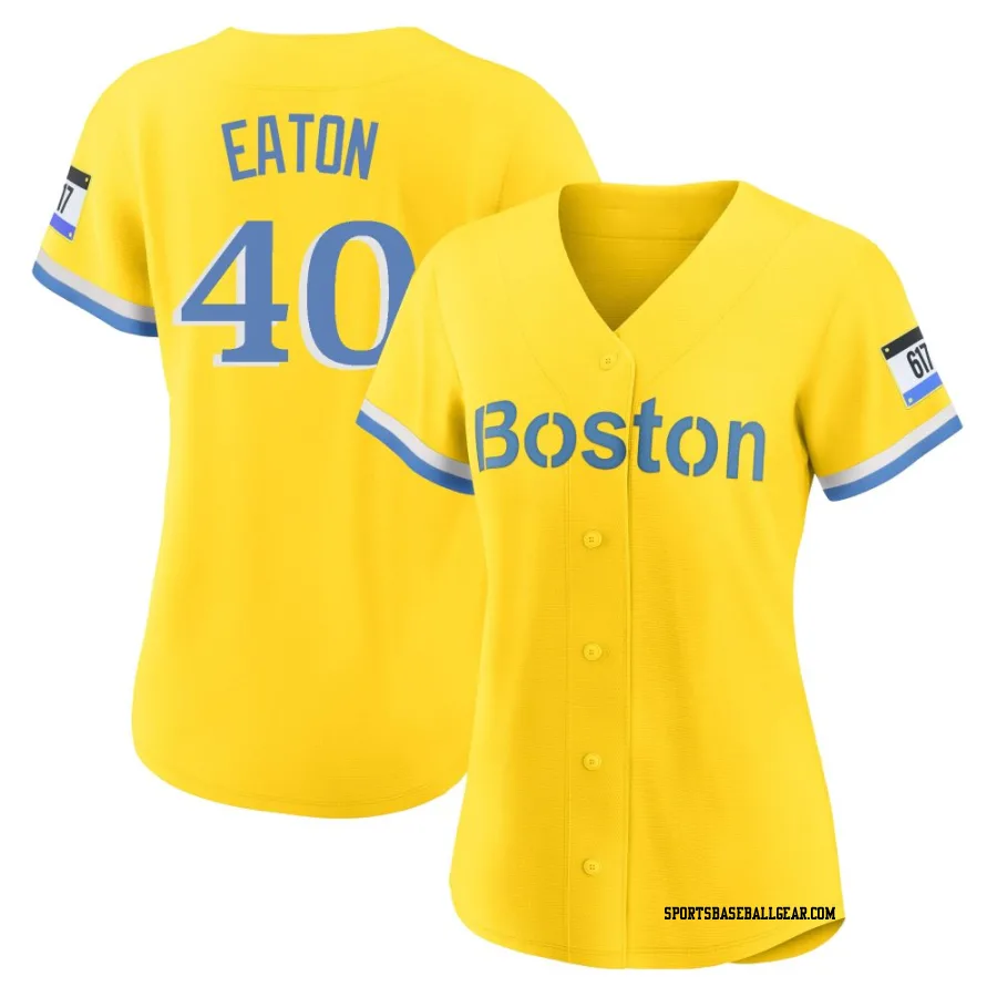 Nate Eaton Women's Boston Red Sox Gold/Light Authentic Blue 2021 City Connect Player Jersey