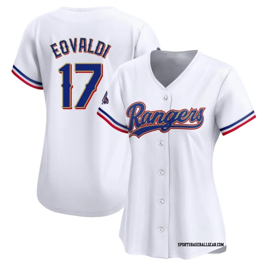 Nathan Eovaldi Women's Texas Rangers Gold Limited White 2024 Collection Jersey