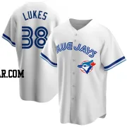 Nathan Lukes Youth Toronto Blue Jays White Replica Home Cooperstown Collection Jersey
