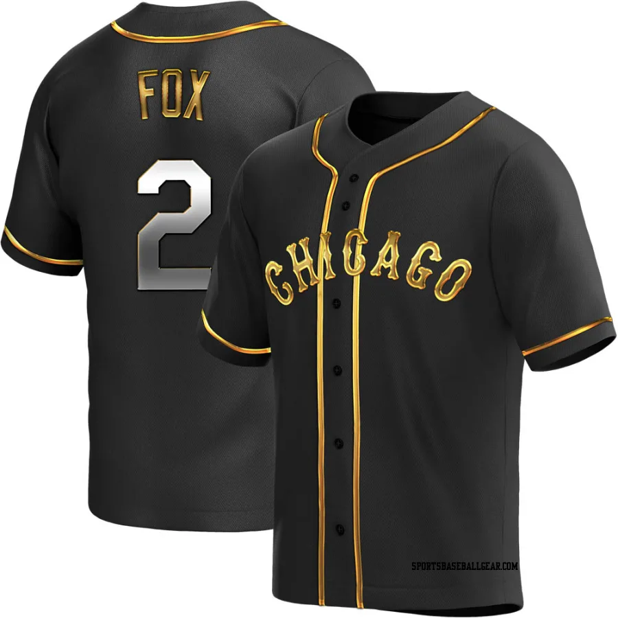 Nellie Fox Men's Chicago White Sox Black Golden Replica Alternate Jersey