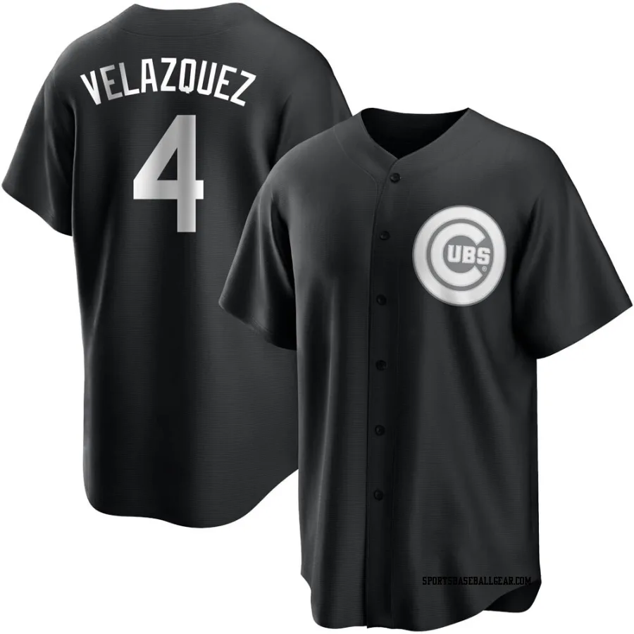 Nelson Velazquez Youth Chicago Cubs Black/White Replica Jersey