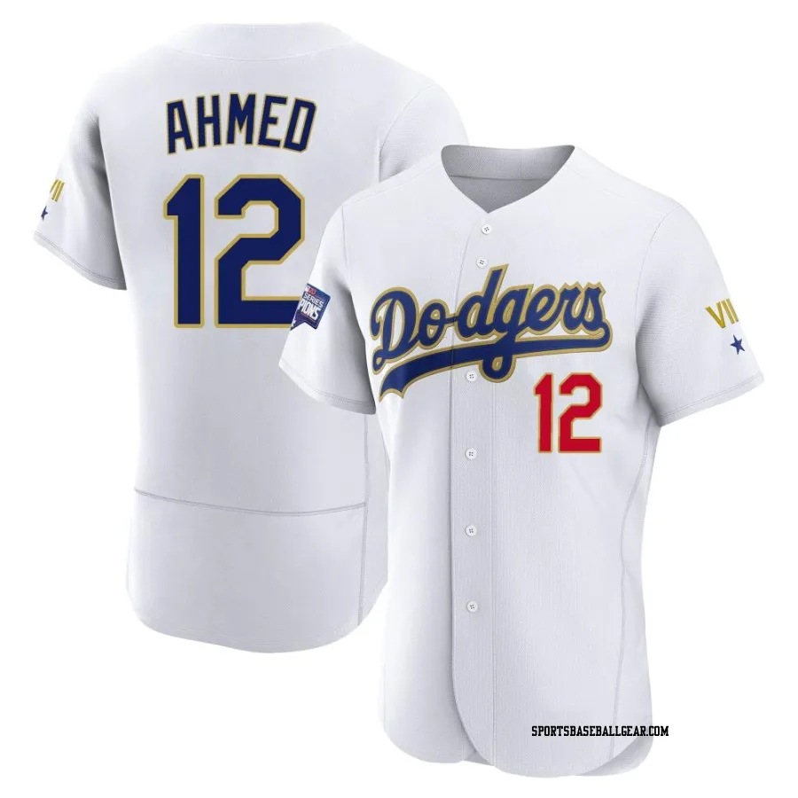 Nick Ahmed Men's Los Angeles Dodgers White/Gold Authentic 2021 Gold Program Player Jersey