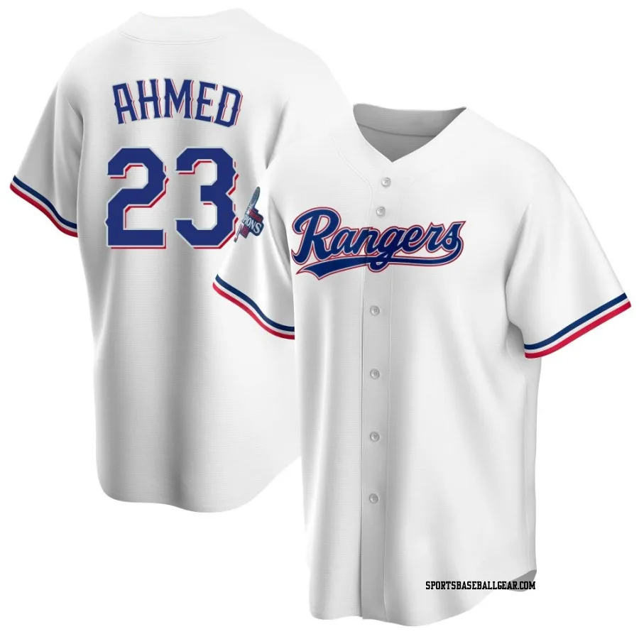 Nick Ahmed Men's Texas Rangers White Replica Home 2023 World Series Champions Jersey